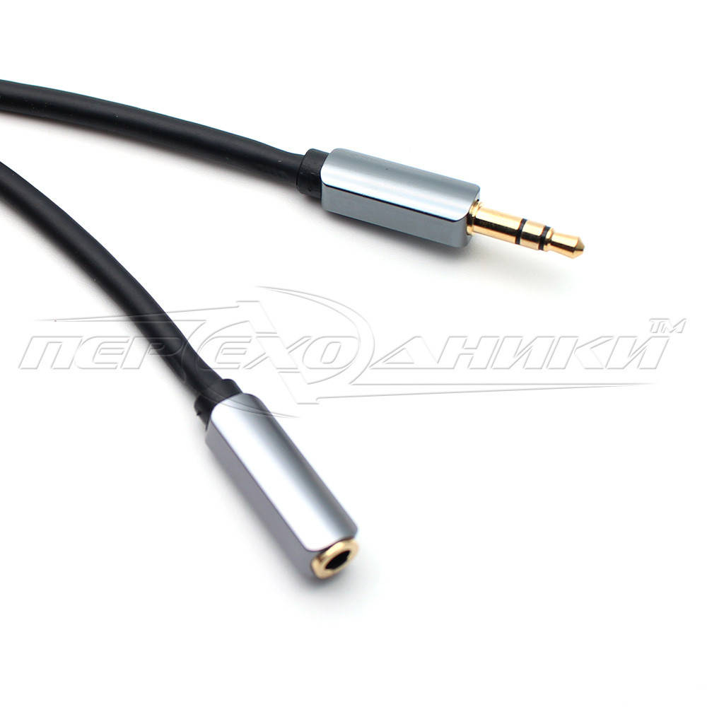 

Аудио кабель удлинитель AUX 3.5 mm jack (премиум качество), 1.8 м, Черный