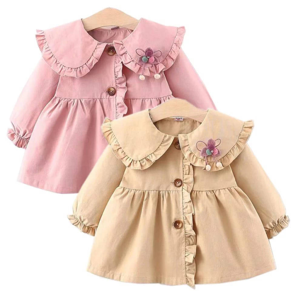 

Курточка-пальто детская для девочек, весеннее пальто для детей, Розовый