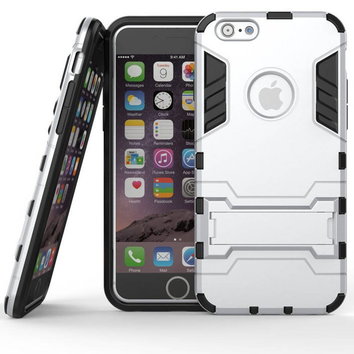 

Чехол Iron для Iphone 5 / 5s / SE бронированный Бампер с подставкой Silver