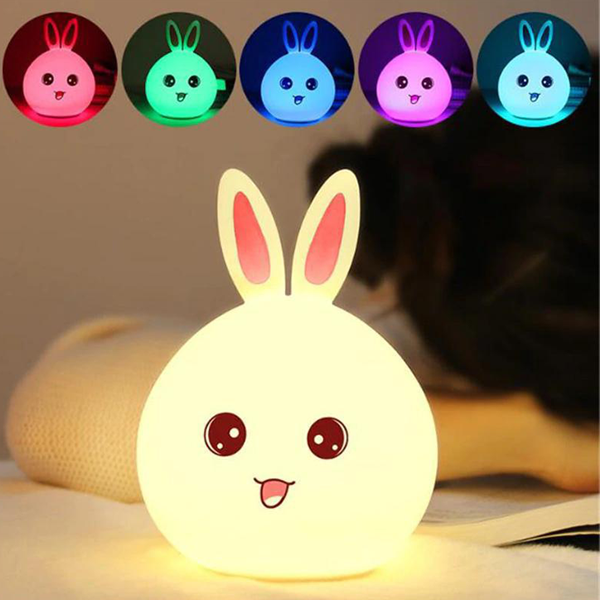 

Силиконовый ночник 3DTOYSLAMP Зайчик с розовыми ушками, белый