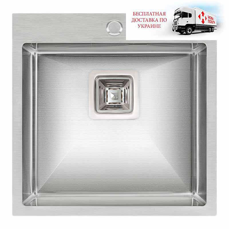 

Кухонная металлическая квадратная мойка 50см Qtap DK5050 2.7/1.0 мм Satin матовая