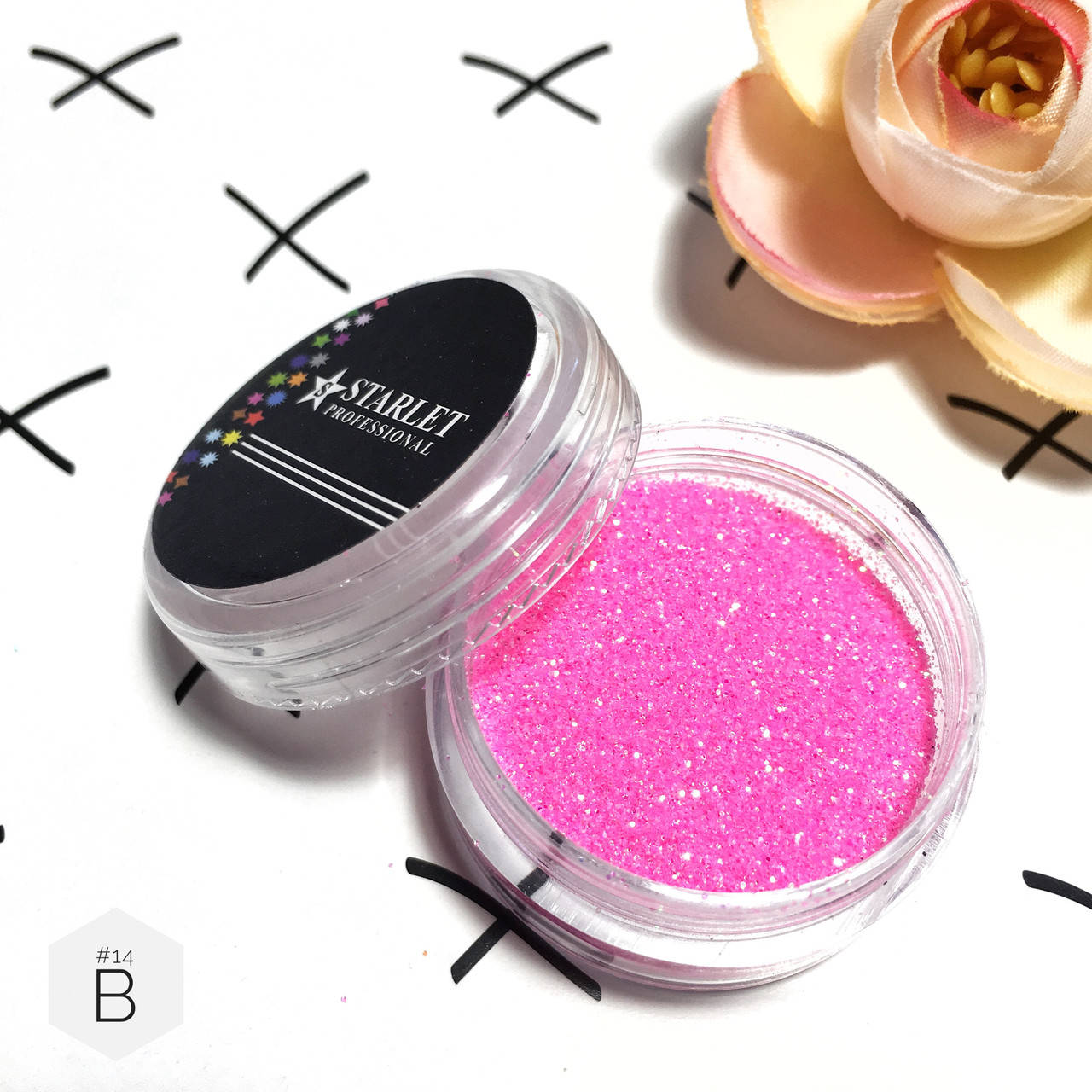 

Глиттер блестки для ногтей Starlet Professional (B) №14, Розовый
