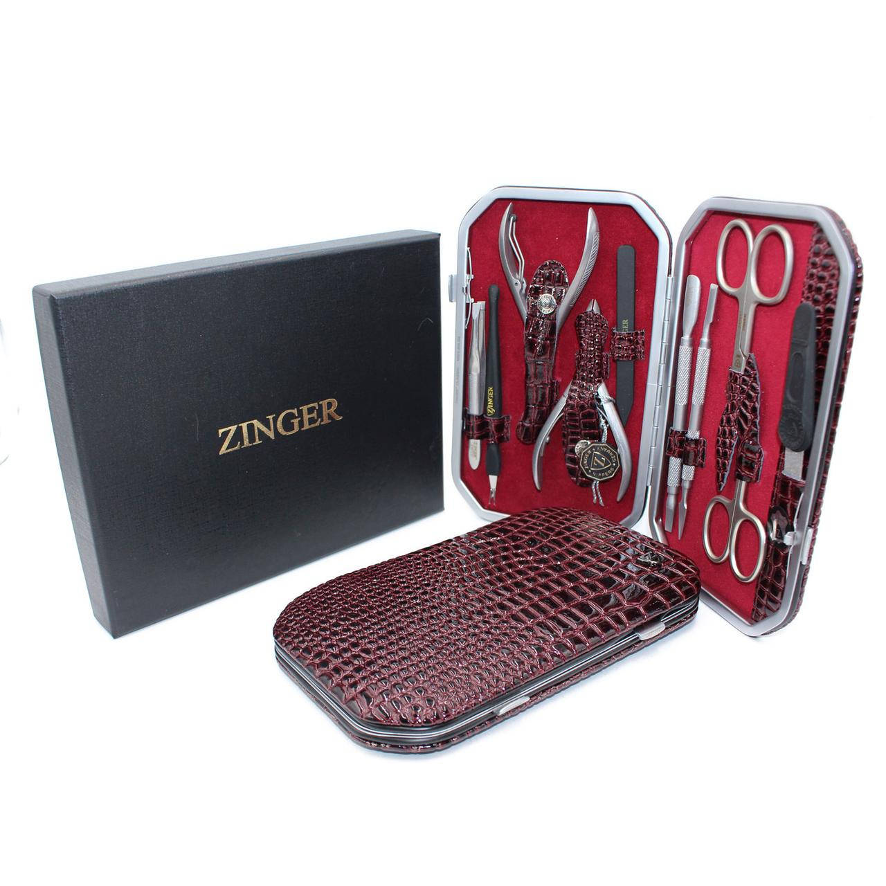 

Маникюрный набор Zinger MSFE-804-1 SM профессиональный 10 предметов футляр бордо