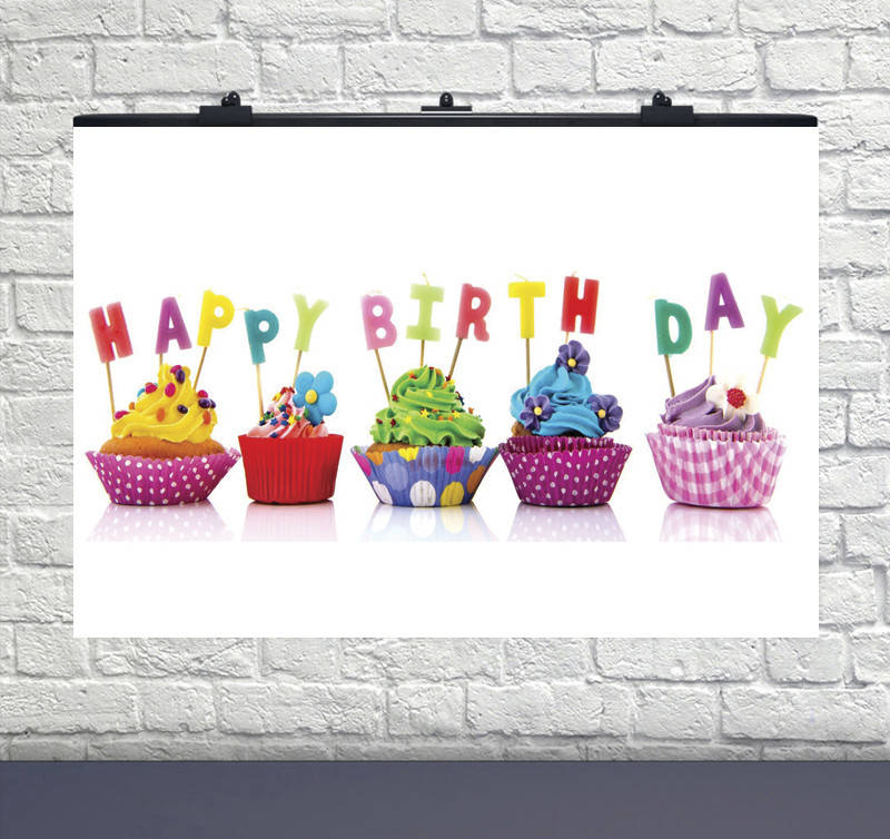 

Плакат для праздника Happy Birthday кексы 75*120см