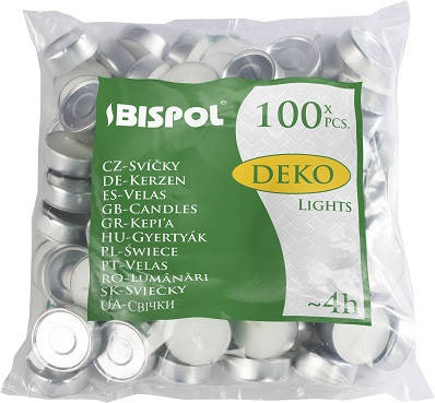 

Свечи чайные Bispol Deko Tealights 1,35 см 100 шт (p10-100) (5906927100104), Белый