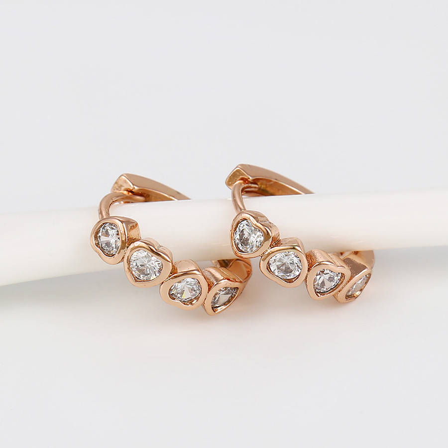 

Серьги Четыре Сердца, с цирконием, медицинская сталь, 14К