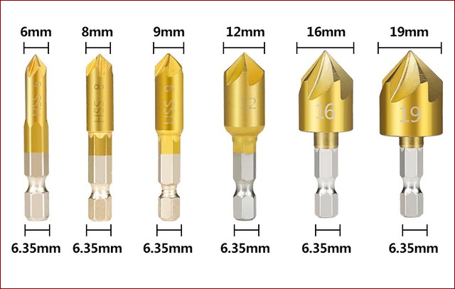 

Набор зенкеров с титановым покрытием 6-19 мм шестигранный хвостовик 14200