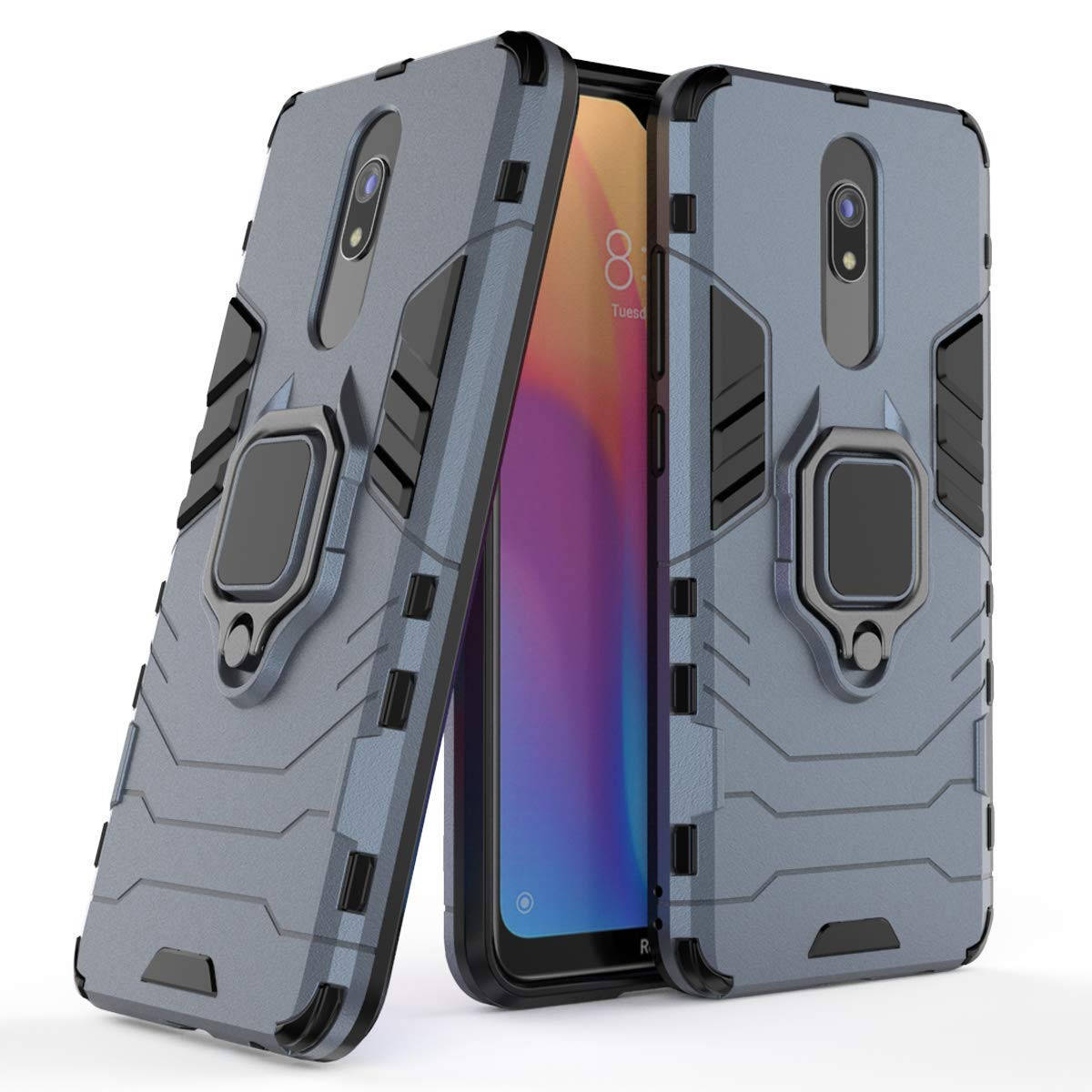 

Чехол для xiaomi redmi 8a / сяоми редми 8а противоударный чехол с кольцом подставкой (синий)