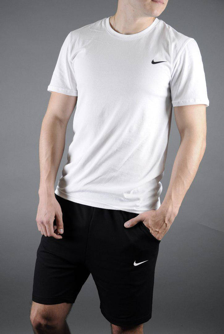 

Мужской комплект футболка + шорты Nike белого и черного цвета