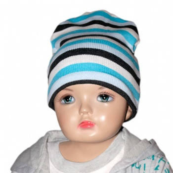 

Шапка в полоску (рубчик), 6-8 лет