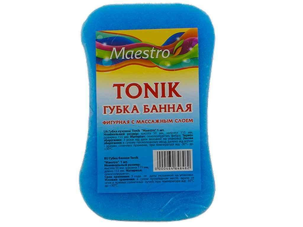 

Губка банна Tonik з масажним шаром ТМ Maestro, Голубой