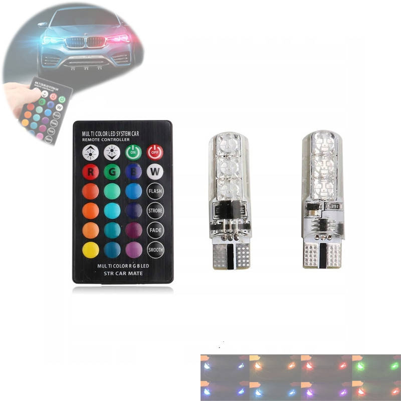 

2шт. LED лампа T10 W5W с пультом ДУ 6 SMD 5050, 16 цветов