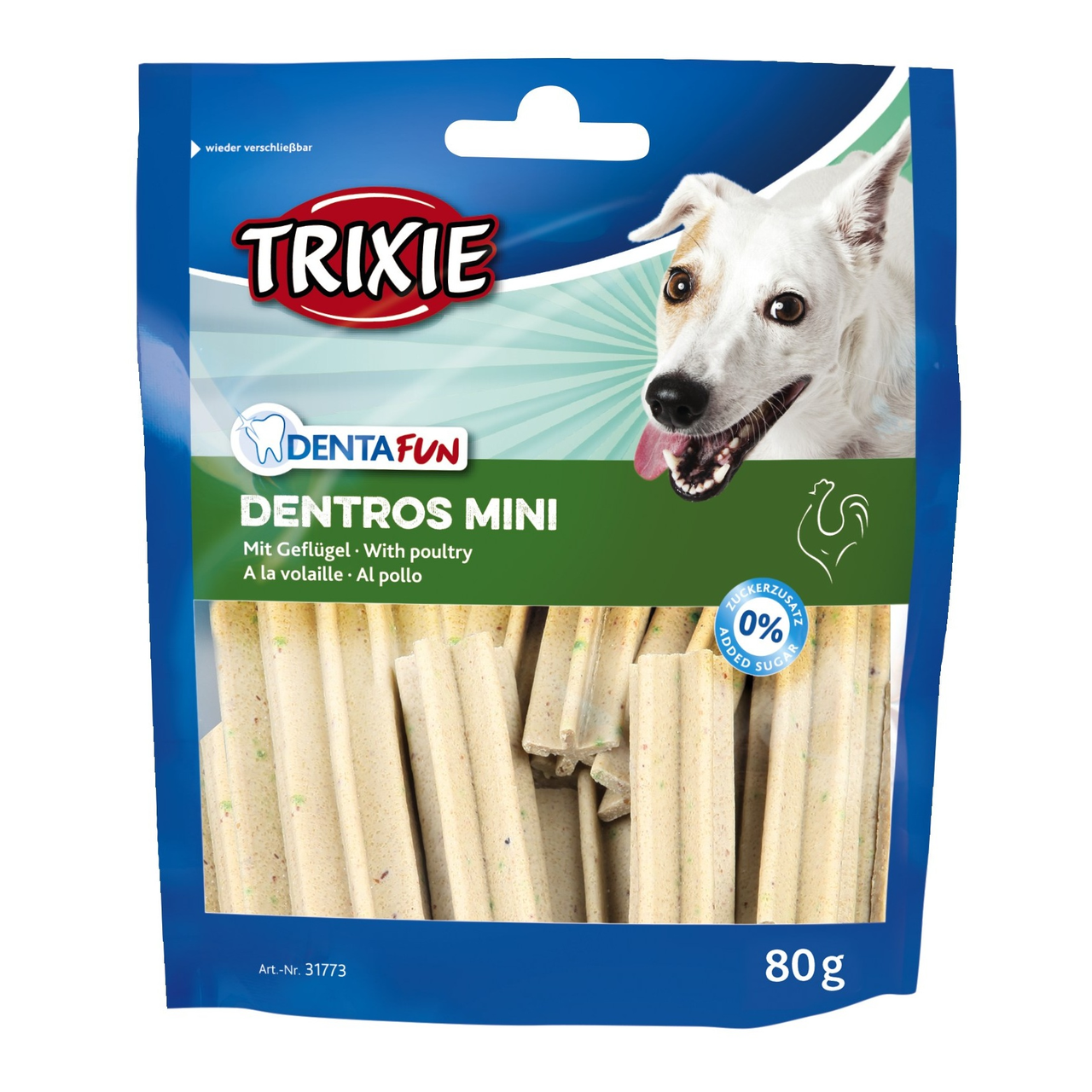 

Лакомство для собак Trixie Denta Fun Dentros Mini 80 г (домашняя птица)