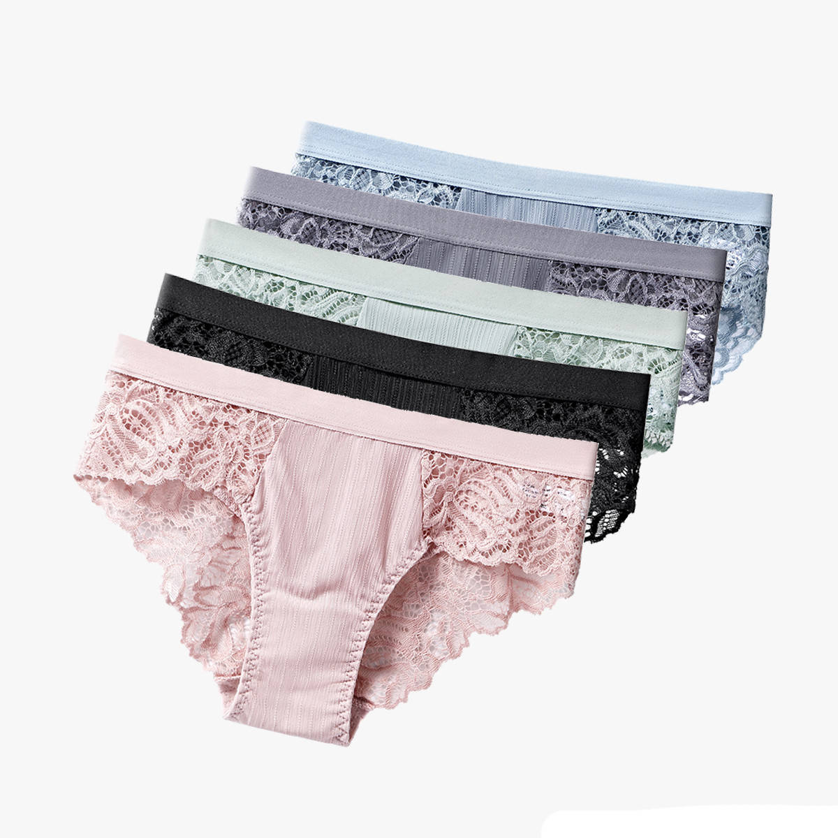 

Комплект женских трусиков слипов (5шт) кружевная отделка Размер XL S, Разные цвета