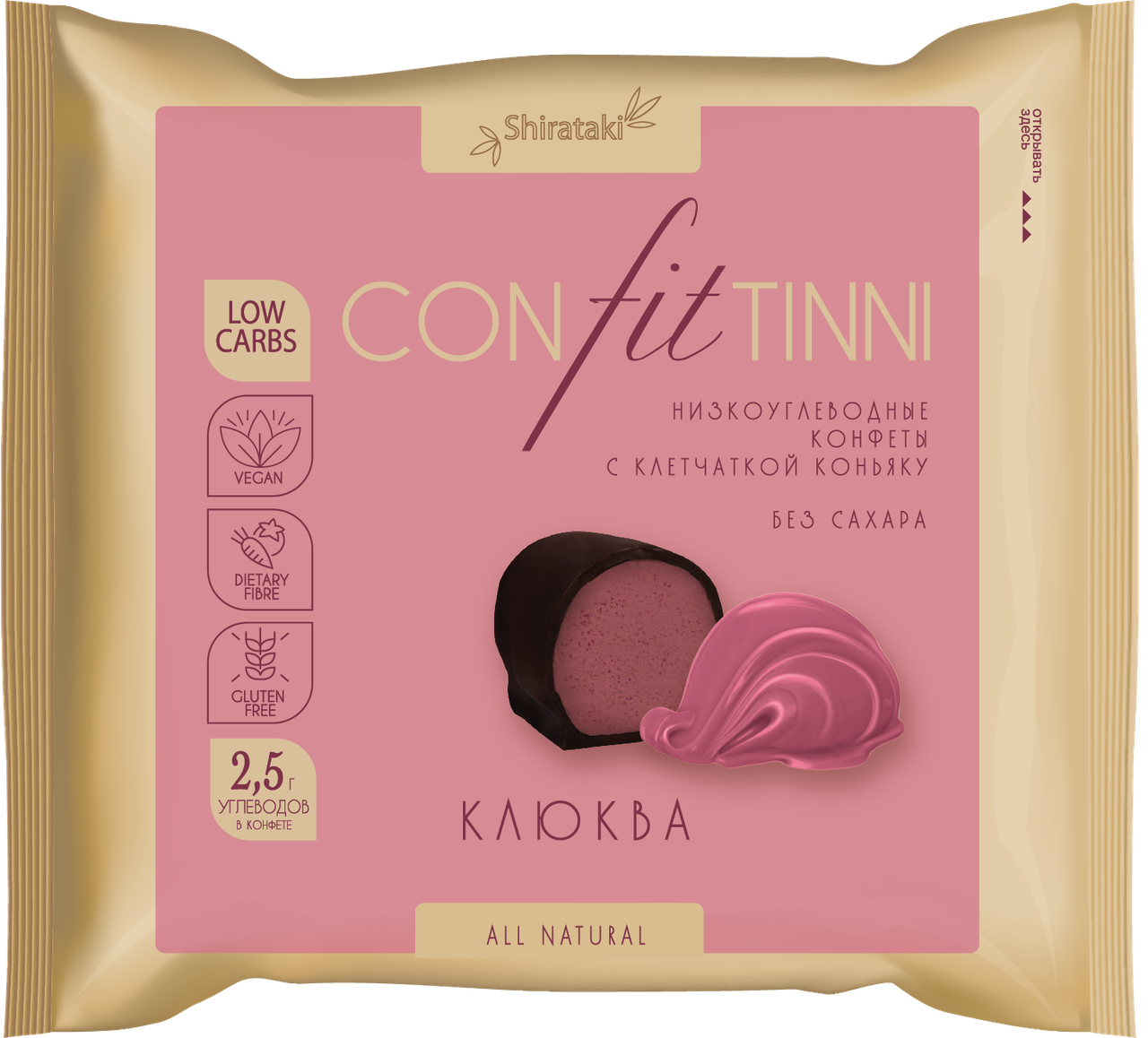 

Низкоуглеводные конфеты Shirataki KONFITTINNI Клюква (200 грамм)