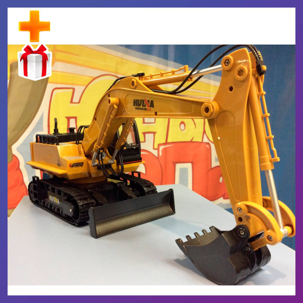 

Детская машина экскаватор на радиоуправлении металлический Huina toys 1510 11 функций 1:16 + Подарок
