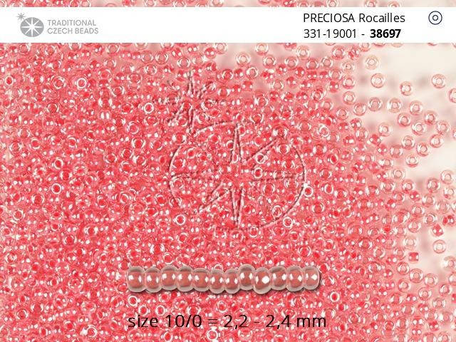 

33119/38697/10 Розовый прозрачный с прокрашенной серединкой чешский бисер Preciosa 1г