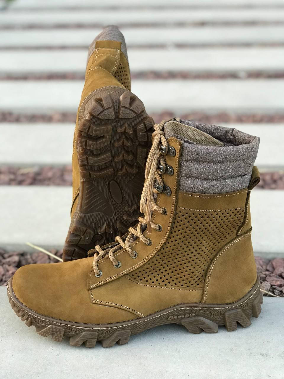 

Берцы летние из натуральной кожи песочная перфорация "Энерджи", Бежевый