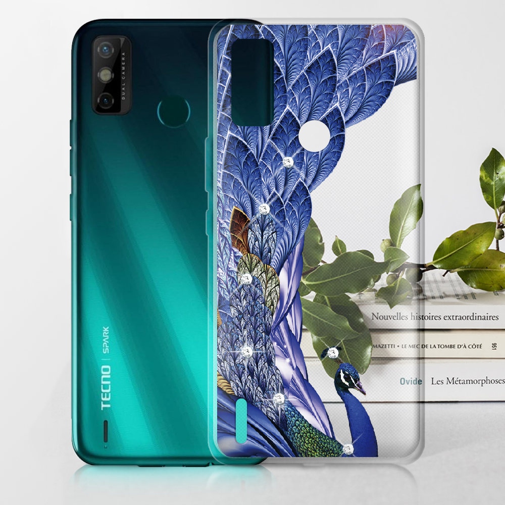 

Чехол TECNO Spark 6 Go Павлин со стразами