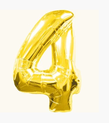 

Шар фольгированный золотой, цифра 4 70см, Золото
