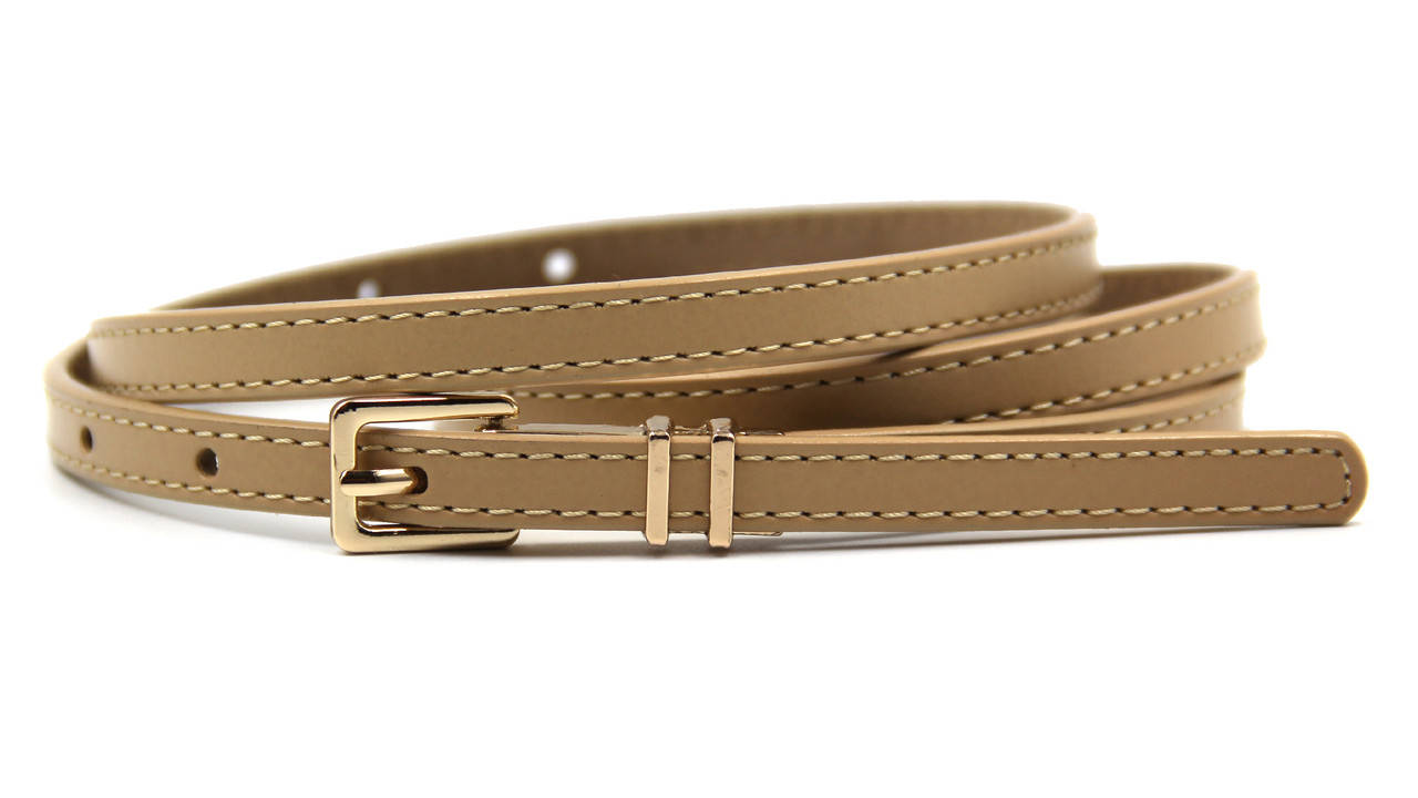 

Узкий ремень женский кожаный Бежевый