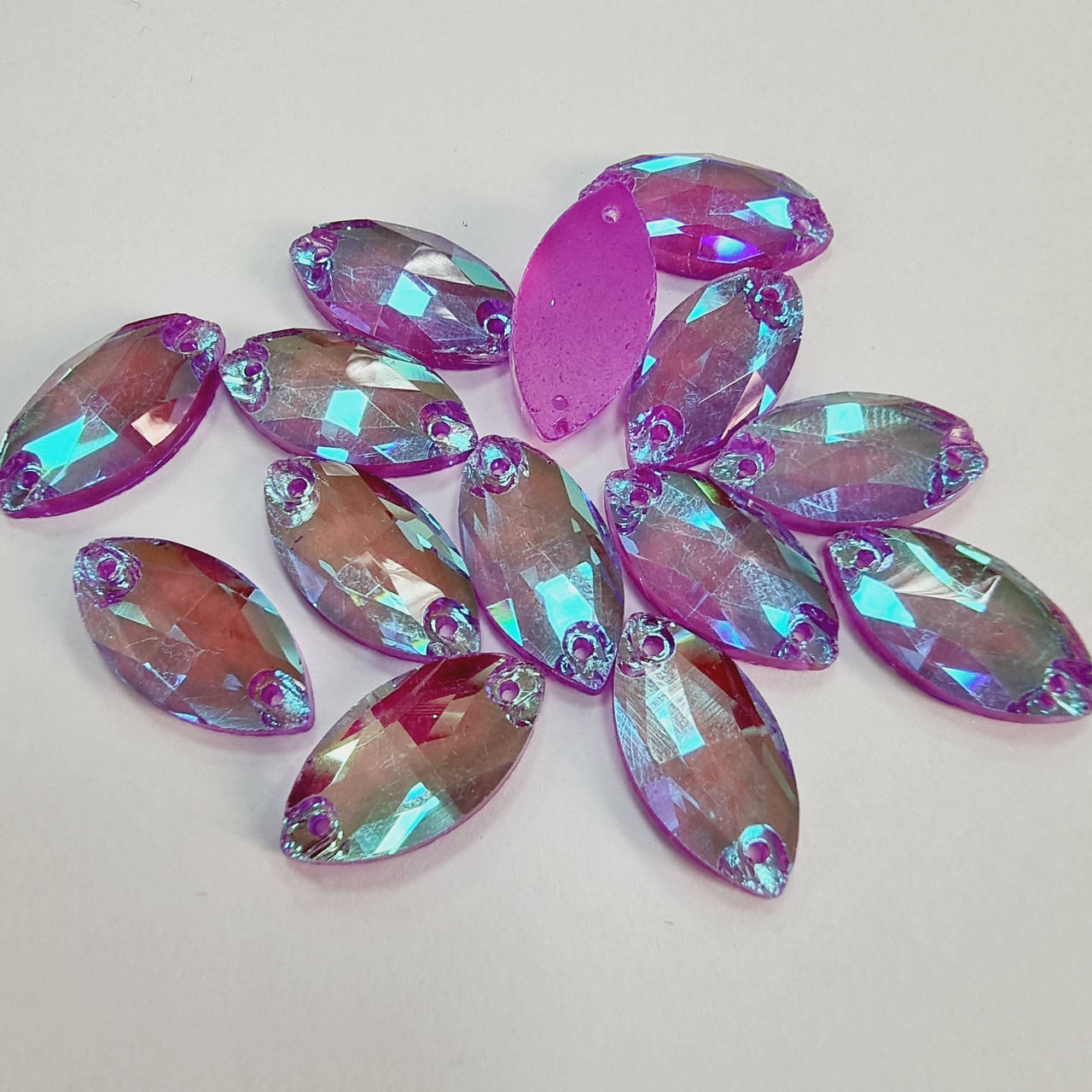 

Стразы пришивные Маркиз 7*18 Purple AB Neon эконом, Розовый