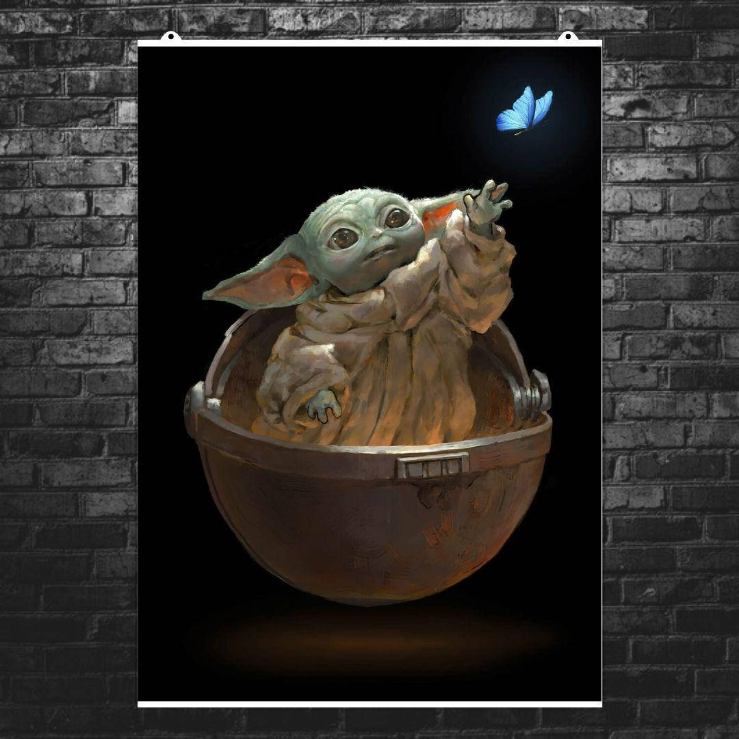 

Постер "Малыш Йода и и бабочка". Mandalorian, Baby Yoda. Размер 60x85см (A1). Матовая бумага