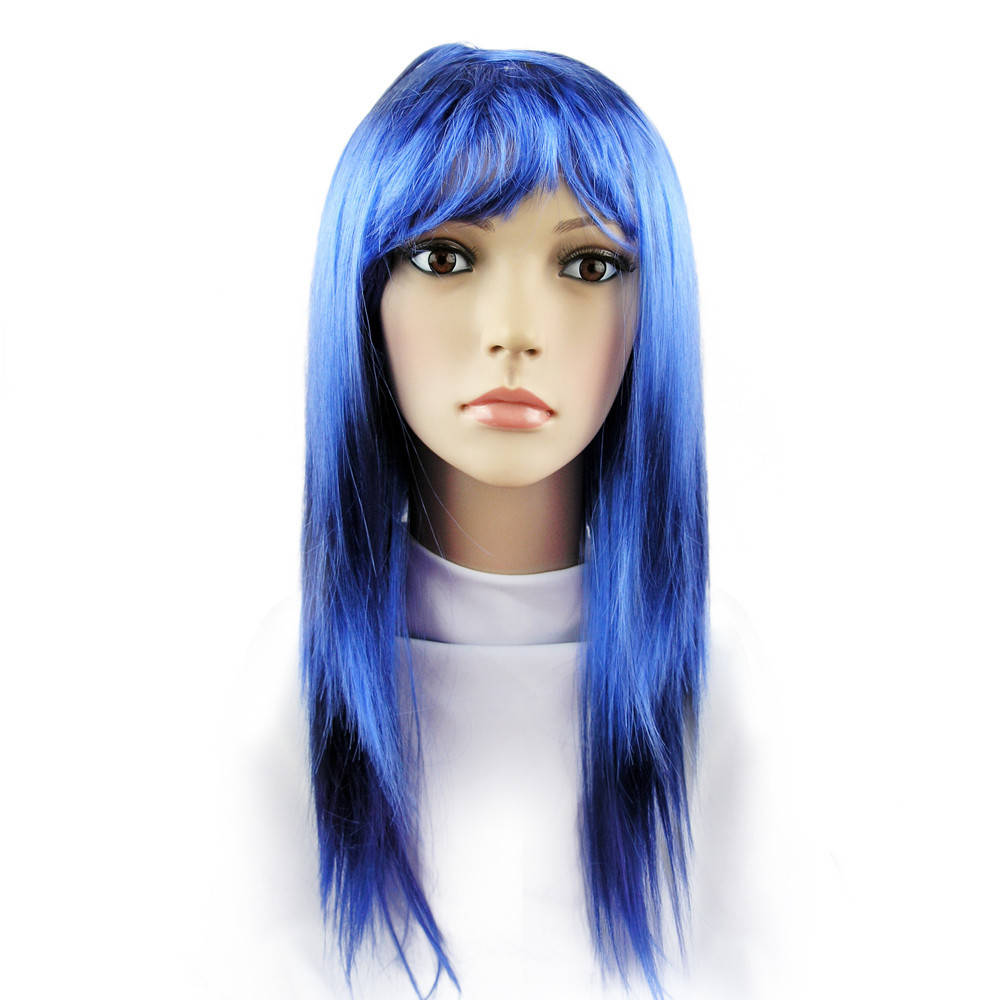 

Парик карнавальный синий прямой