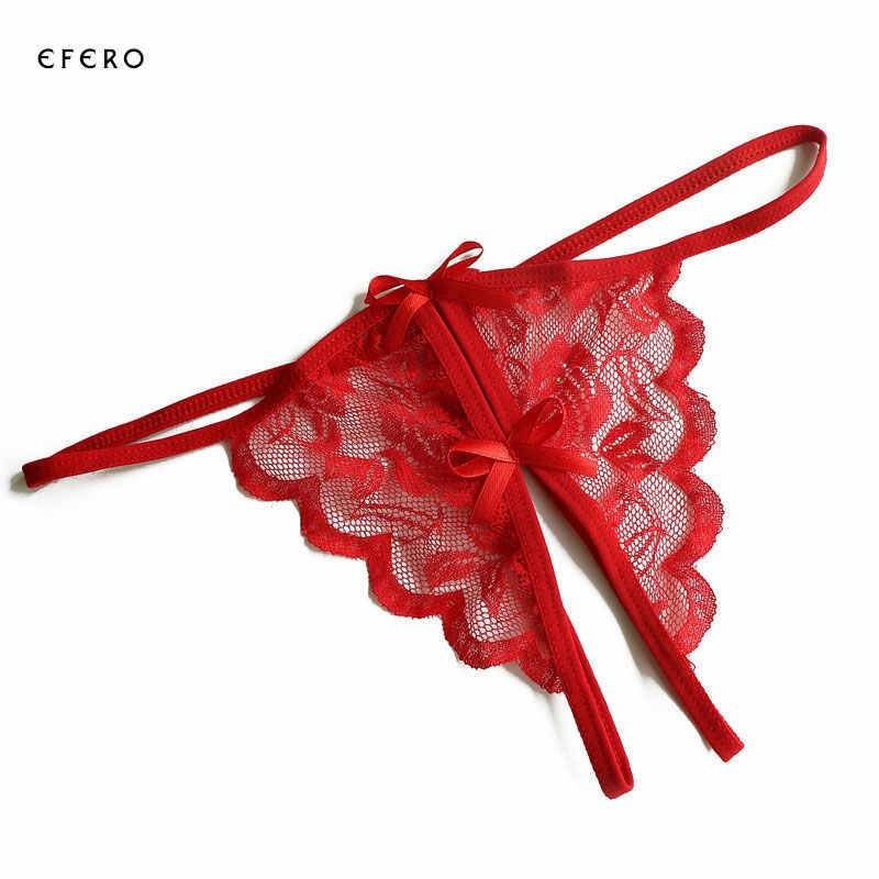 

Красные кружевные стринги для секса с бантиками, трусики бабочки S, Красный