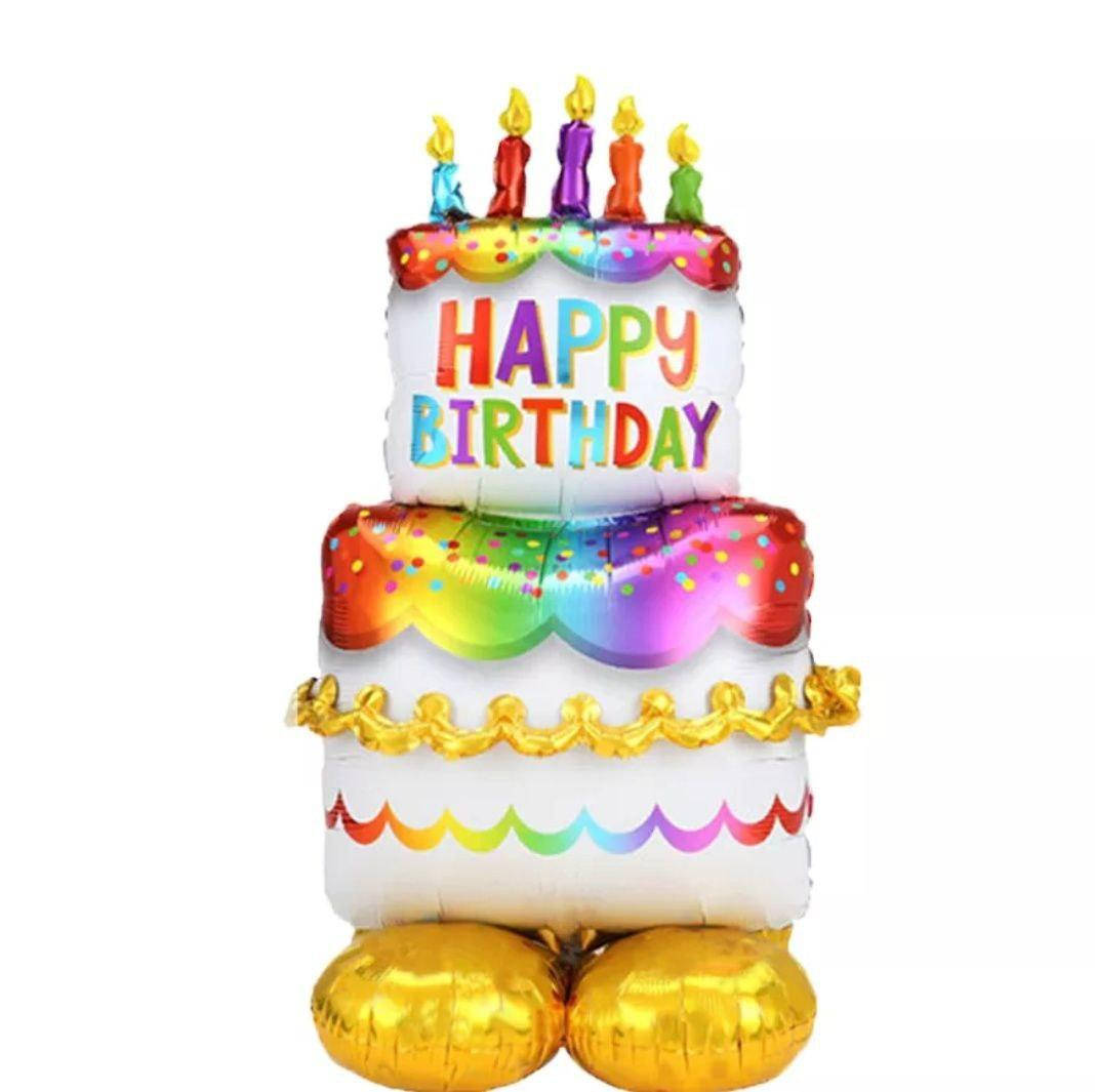 

Фольгированный шар Торт со свечами Happy Birthday 109x61см (42"), Разные цвета