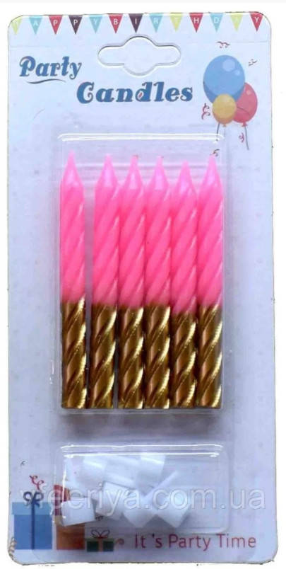 

Свечи для торта золото с розовым, 6 штук