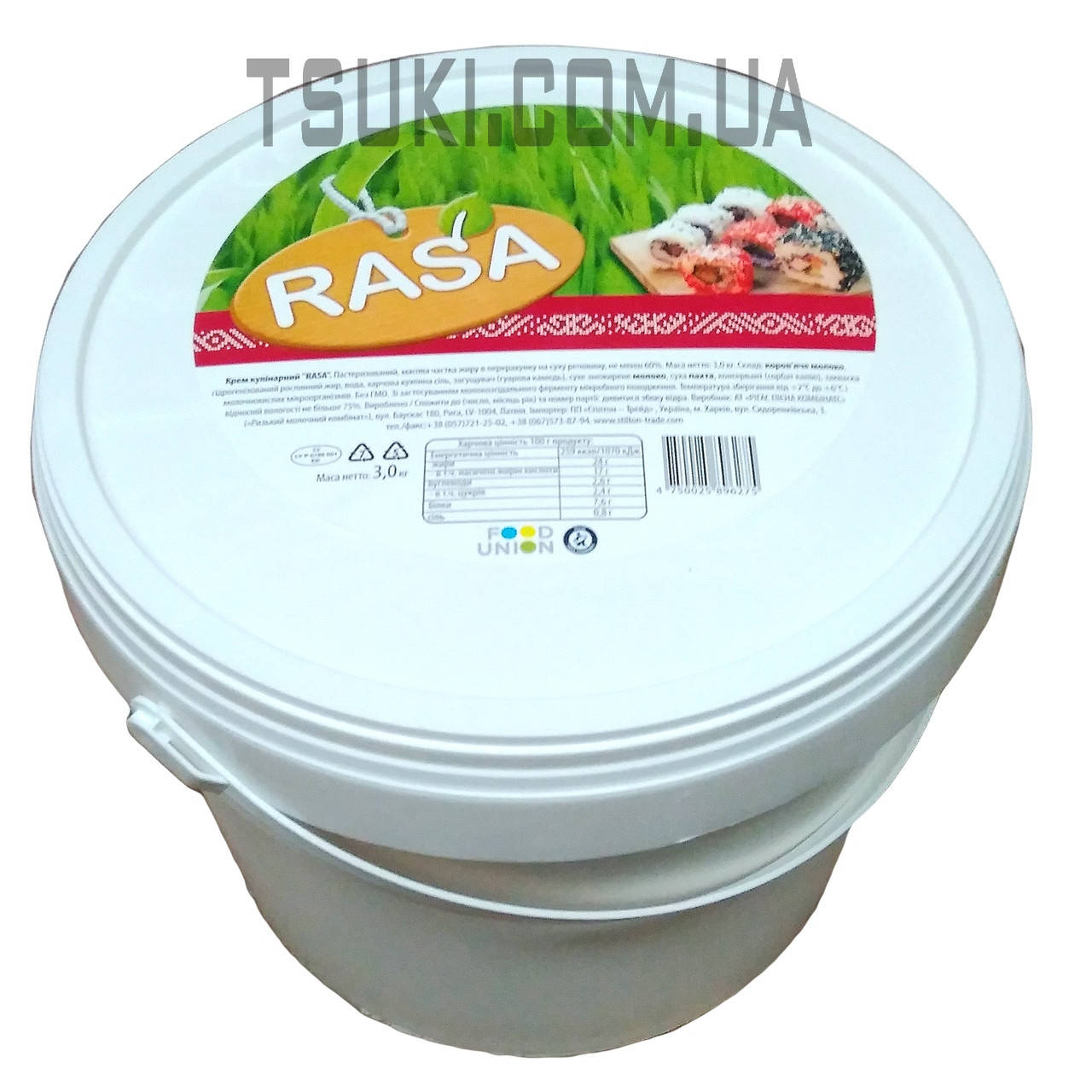 

Крем сыр для суши "RASA" 60% 3кг. Раса