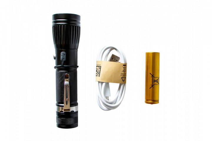 

Светодиодный фонарик 1011 T6 COB 1 х 18650 micro USB, Черный