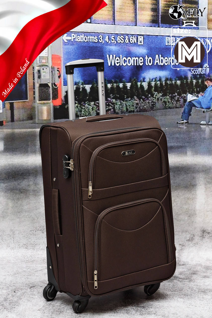 

Чемодан FLY 6802 тканевый,  на четырёх колёсах 600D, Коричневый