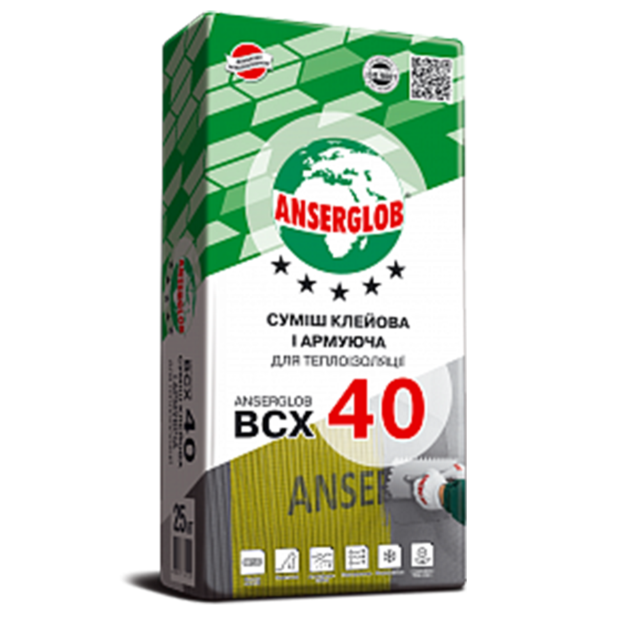 

Клей для утеплителя защитный Anserglob ВСХ 40 (25 кг)