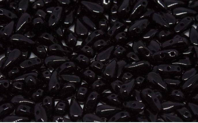

Drop Duo 3 x 6 mm з двома отворами Чеські намистини Jet Ціна за 10 шт