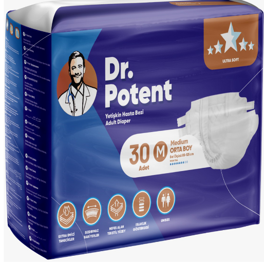 

Подгузники DR POTENT для взрослых 30 шт РАЗМЕР - М или 85-125 см 8680734005780, Зелёный