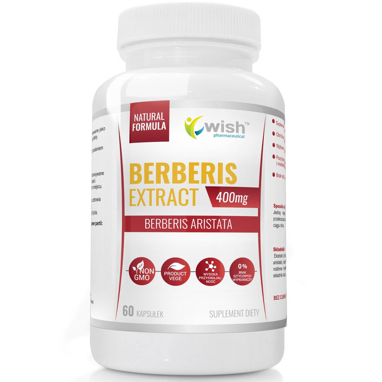 

Берберин, Барбарис индийский (Berberis aristata), 5: 1 400mg, 60 caps, Wish