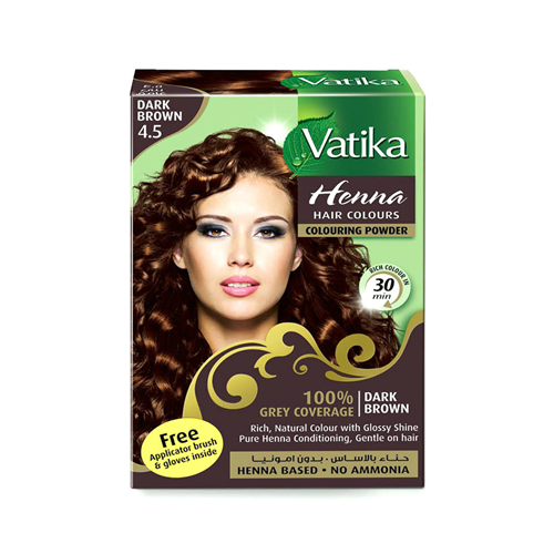 

Краска для волос на основе хны Dabur Vatika Dark Brown 4.5 каштановый 6 х 10 г