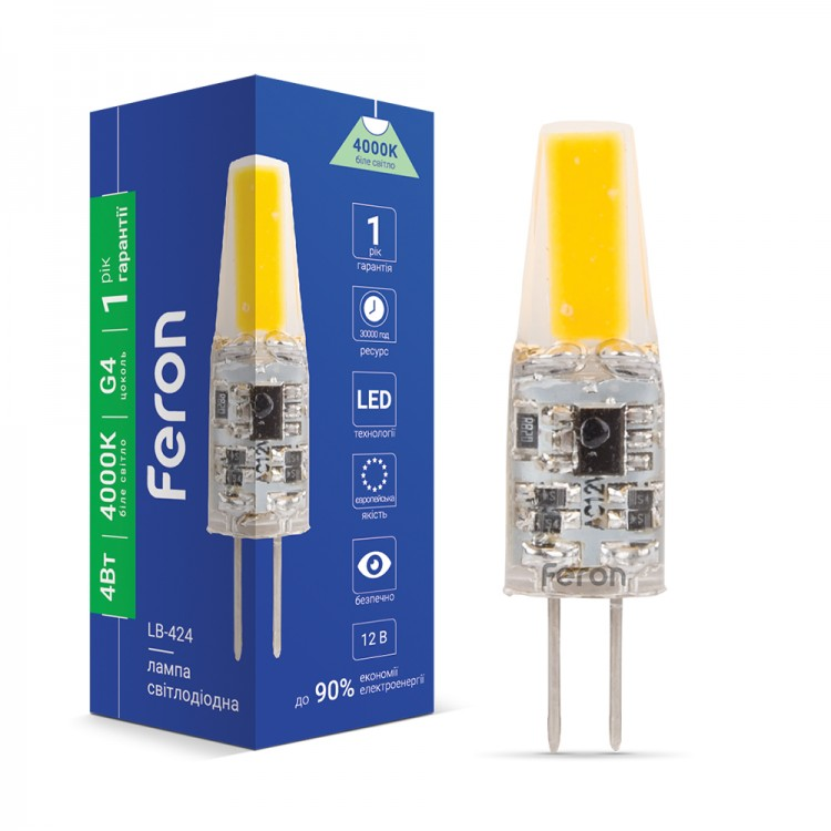 

Лампа капсульна LED 12V Feron COB AC/DC G4 4,0W/4000 LB-424 6452