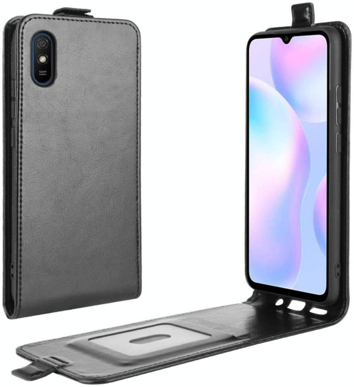

Чехол IETP для Xiaomi Redmi 9A флип вертикальный кожа PU черный