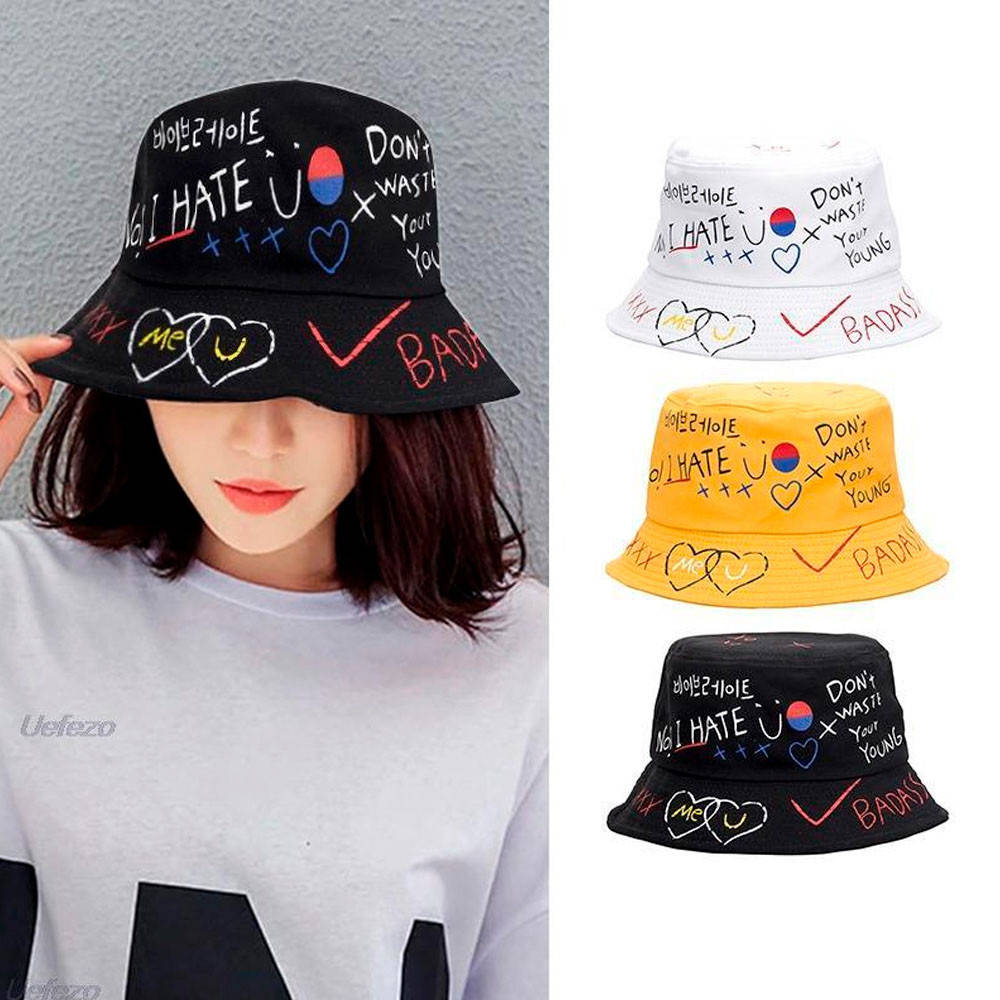 

Летняя панама "Надписи", Черная / Панамка с принтом, Унисекс