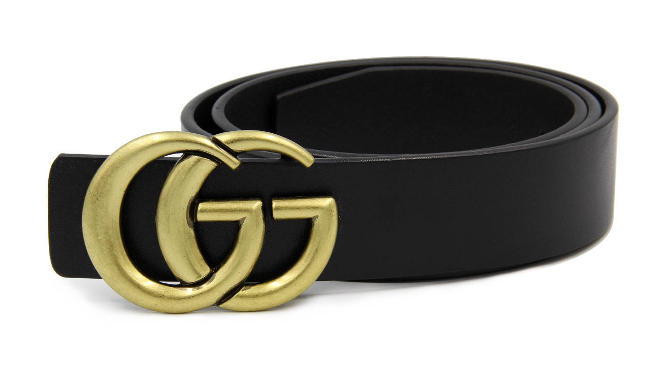 

Кожаный женский брендовый ремень GUCCI золотая пряжка, Черный