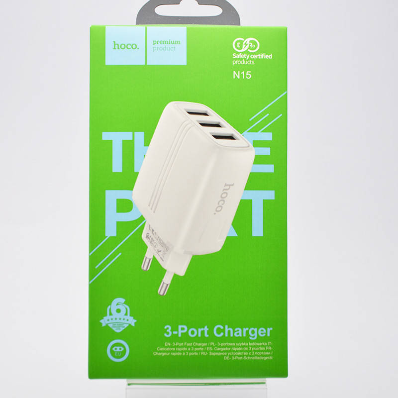 

Блок питания (адаптер) Hoco N15 Amazing Triple USB White, Белый