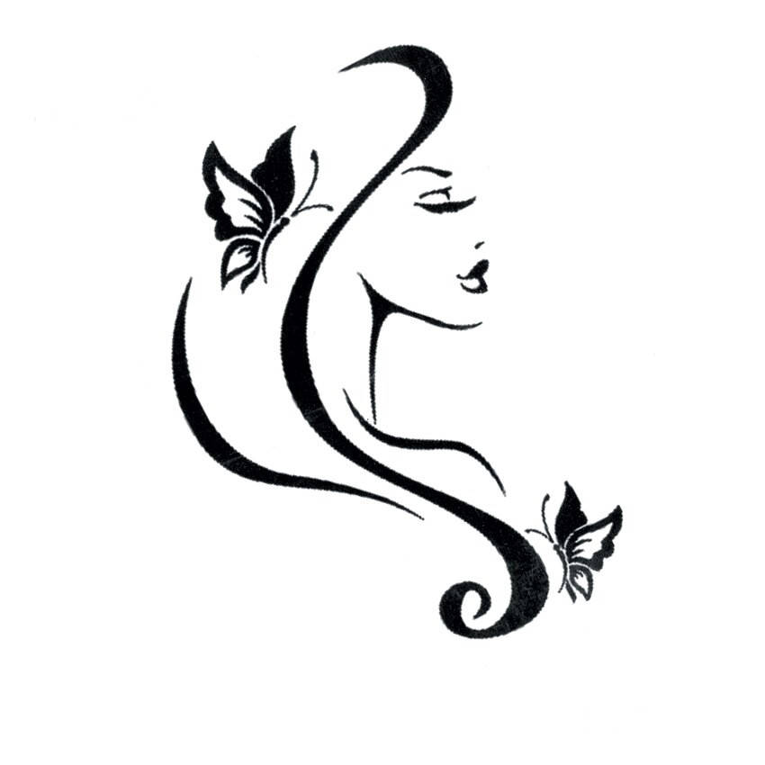 

Флеш тату Butterfly and Beauty Face переводная-временная татуировка, водостойкая