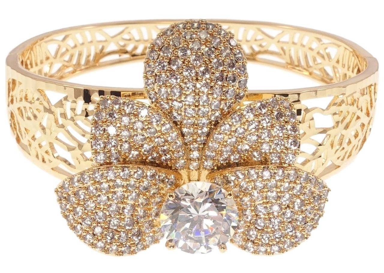 

Браслет Xuping Позолота 18K "Изящный цветок с инкрустацией цирконием" ø 6см