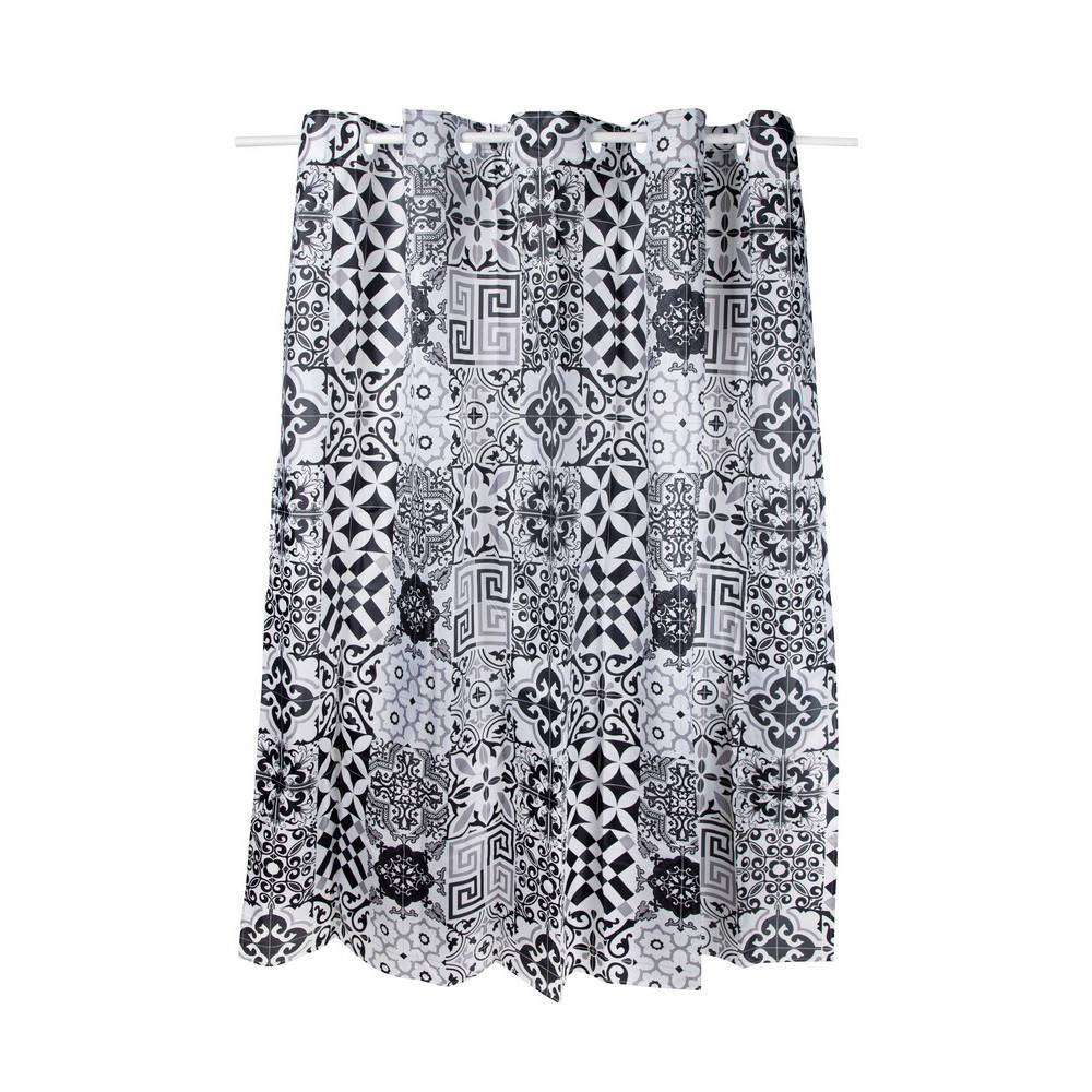 

Шторка для ванной из полиэстера Q-TAP Tessoro QTPA85655 черно-белая 60329, Черный