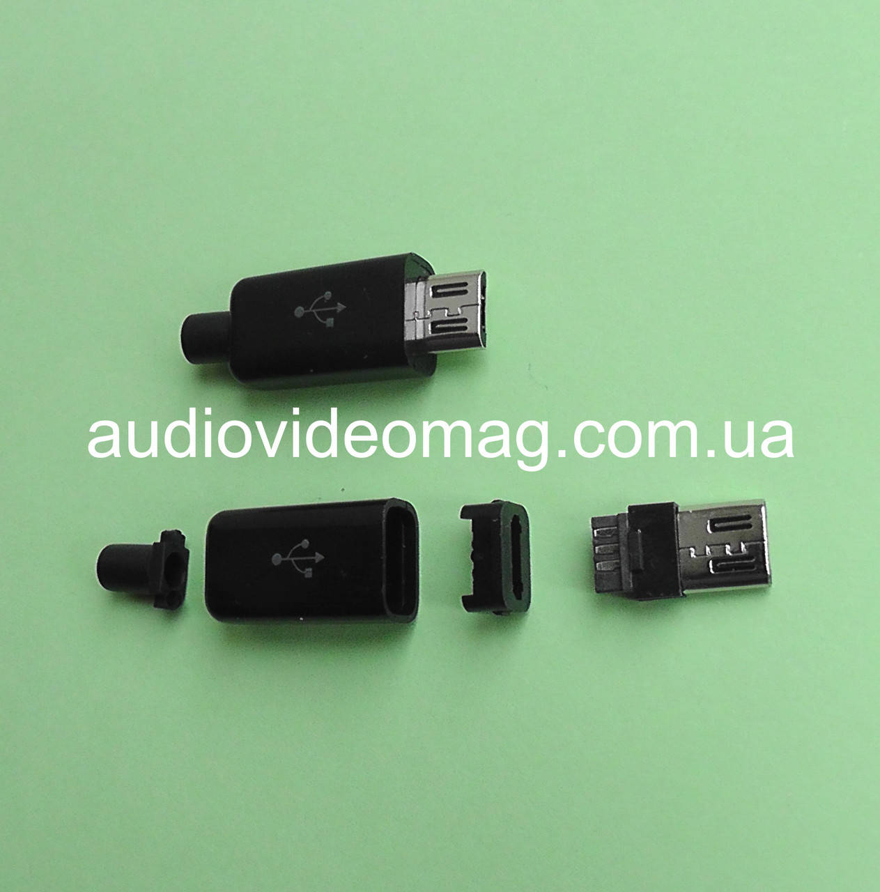 

Штекер micro USB 5pin для пайки на кабель, черный