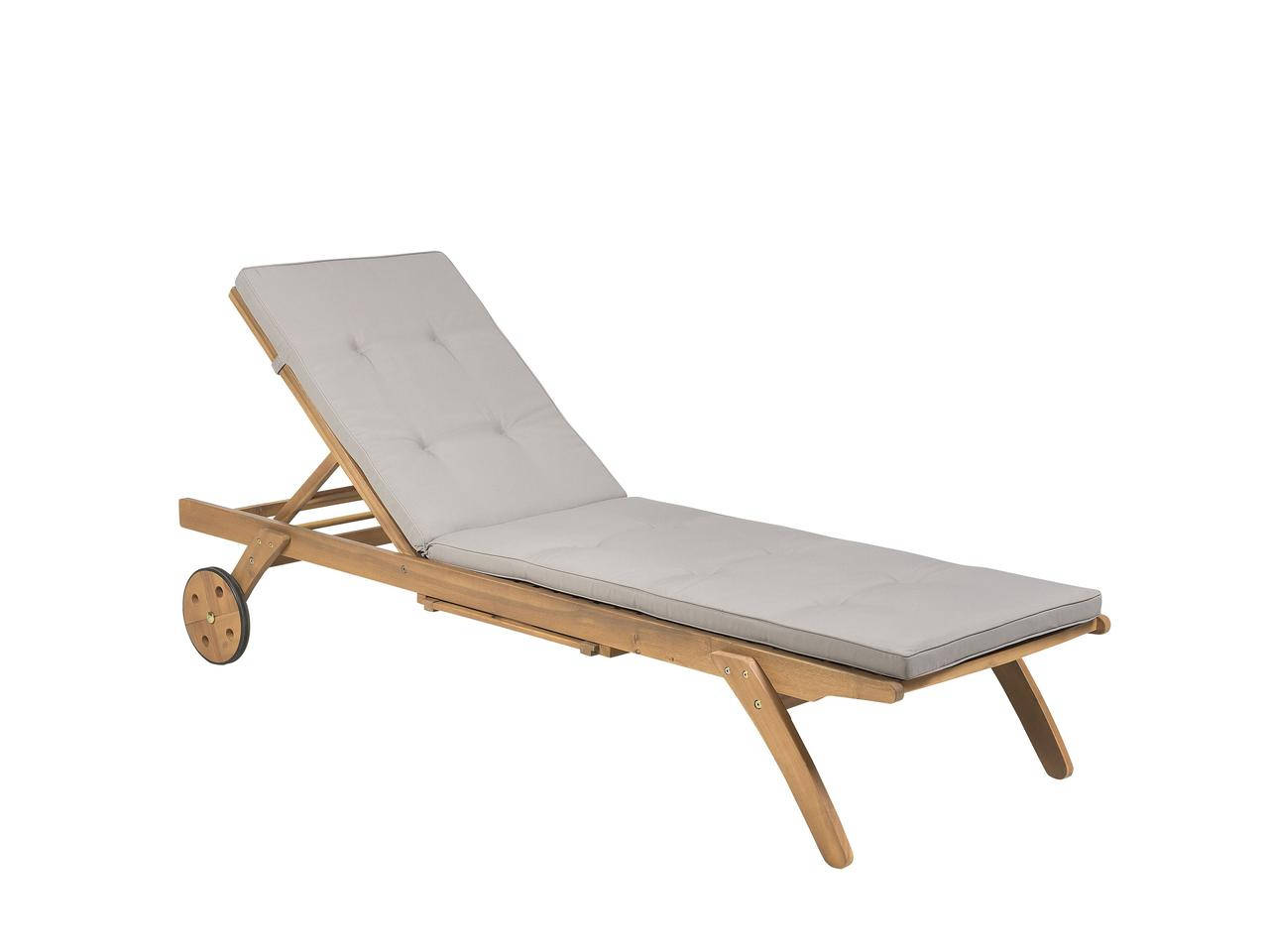 

Деревянный садовый шезлонг с бежево-серой подушкой CESANA.