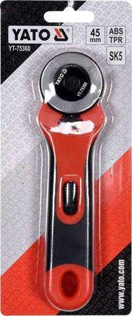 

Ніж YATO з висувним круглим сталевим лезом, Ø= 45 мм, ручка- TPR+ABS YT-75360